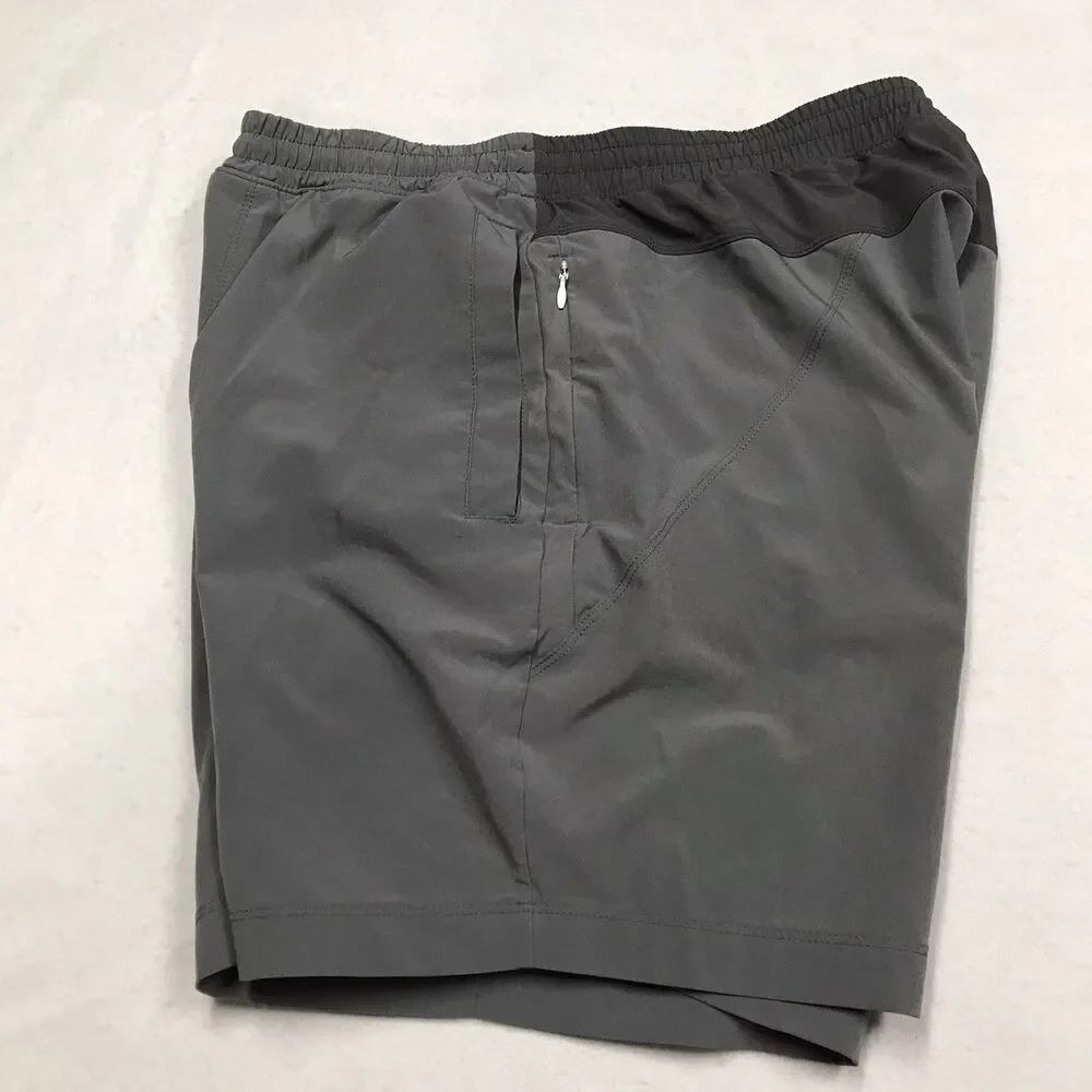 BIRDDOGS Gym Shorts Men L Gray Lined Stretch Poly Performance Drawstring